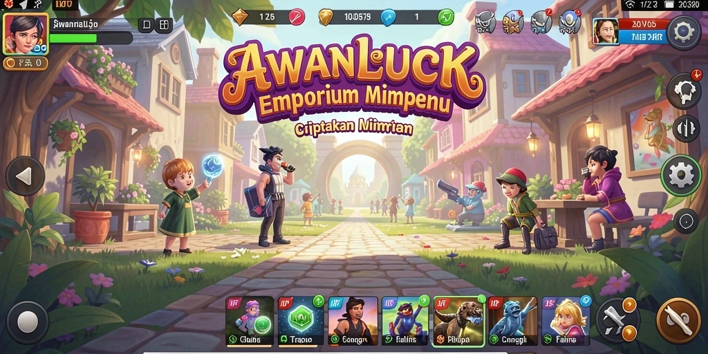 Screenshot gameplay AWANLUCK menampilkan pengelolaan bisnis yang seru.
