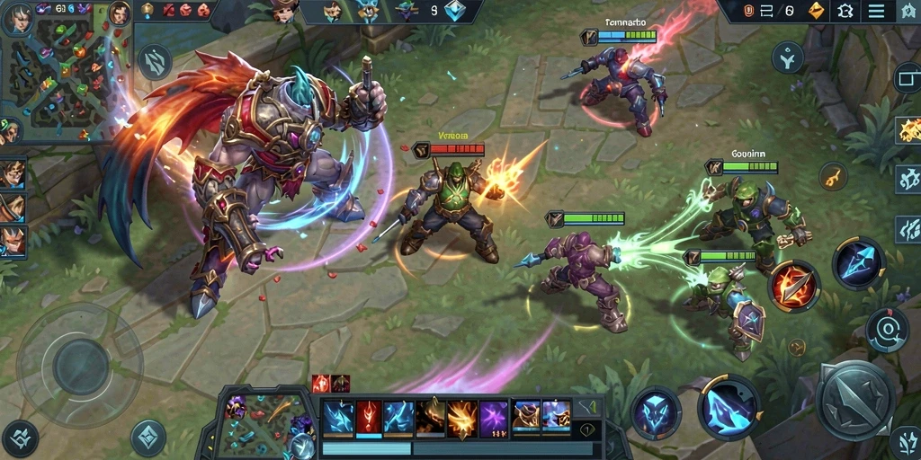 Screenshot gameplay G668 yang menampilkan aksi seru dalam pertarungan MOBA.