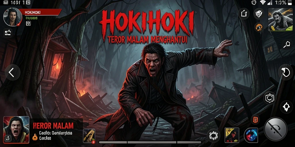 Tangkapan layar HOKIHOKI dengan suasana mencekam dan gameplay yang menantang.