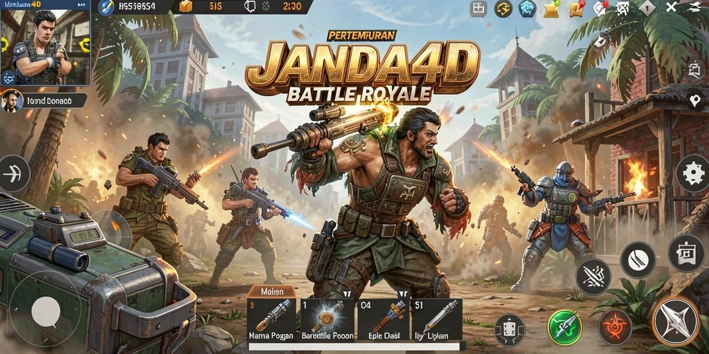 Tampilan gameplay seru dari JANDA4D dalam pertempuran Battle Royale.
