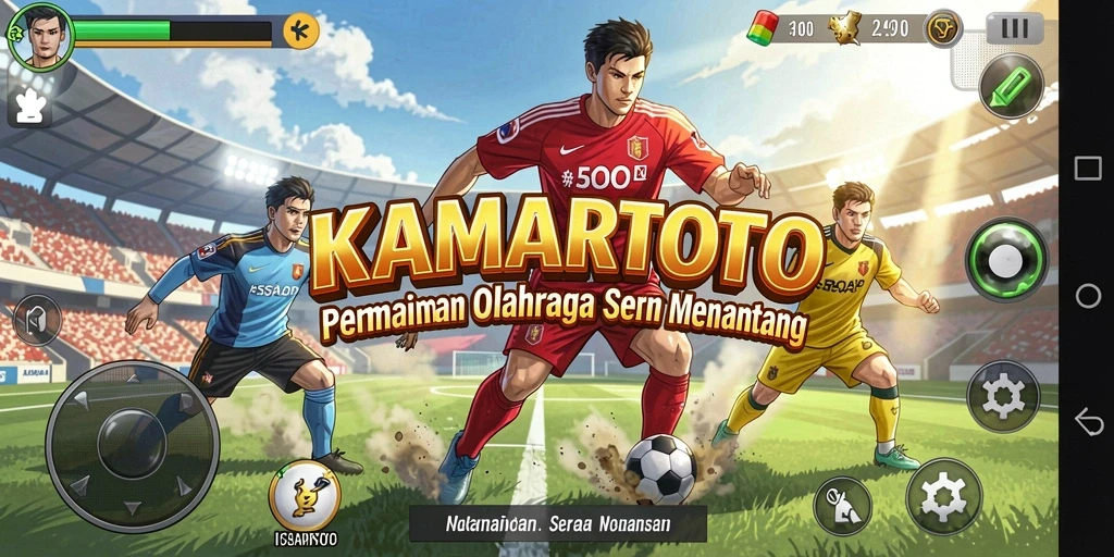 Tampilan gameplay KAMARTOTO yang menegangkan di dalam pertandingan olahraga.