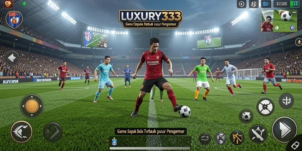 Screenshot gameplay LUXURY333 menampilkan aksi seru dalam sepak bola.