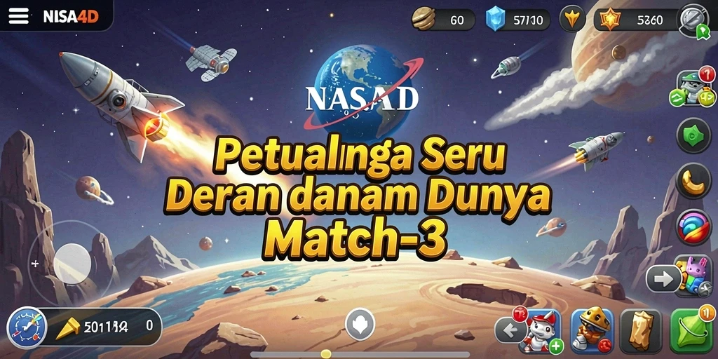 Screenshot gameplay NASA4D menampilkan aksi mencocokkan elemen yang menantang dan seru.