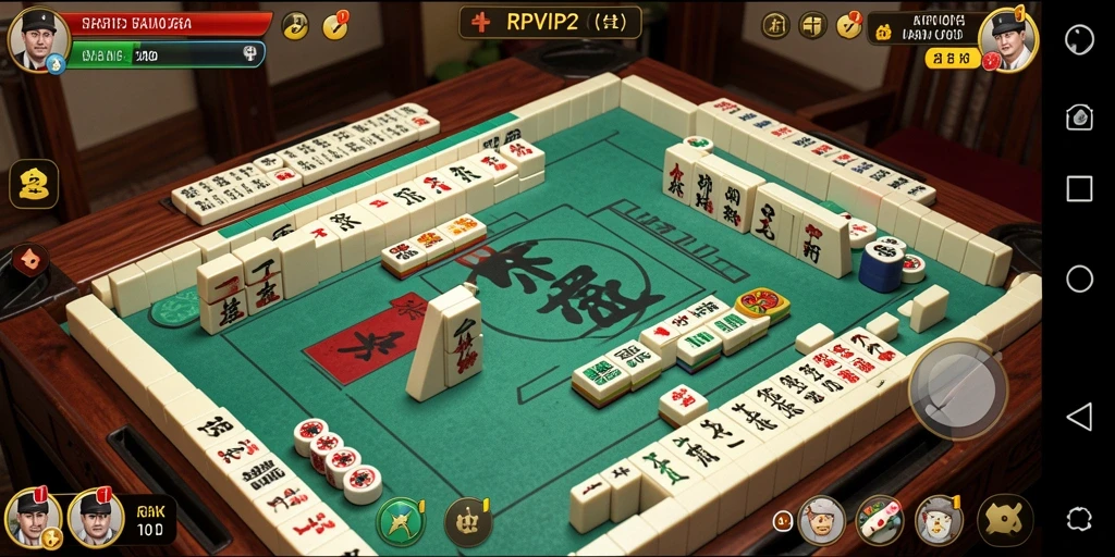 Screenshot RPVIP2 menunjukkan gameplay Mahjong yang seru dan visual yang menarik.