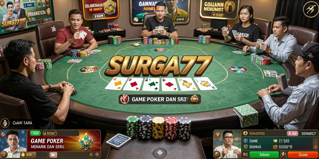 Tampilan gameplay poker yang seru dan menantang di SURGA77.