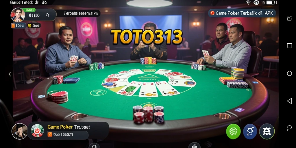 Tampilan utama gameplay TOTO313 dengan pemain poker berkompetisi.