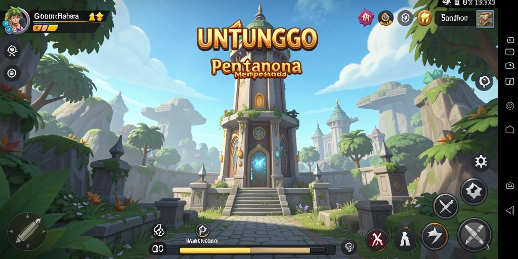 Tangkapan layar utama menunjukkan gameplay menara pertahanan yang mendebarkan.