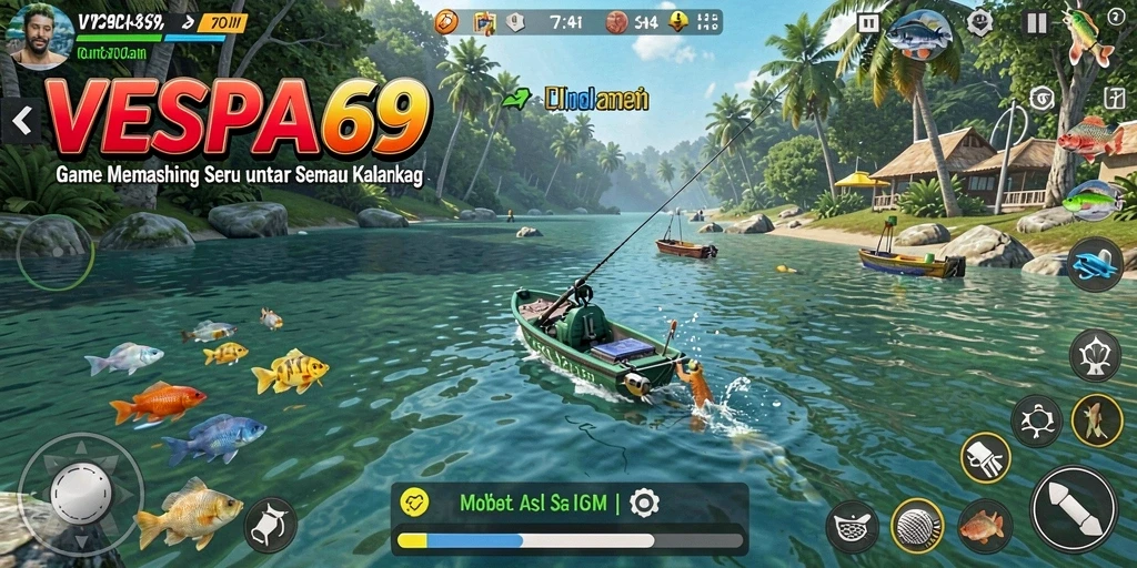 Tampilan menarik dari gameplay VESPA69 yang menggambarkan pengalaman memancing.